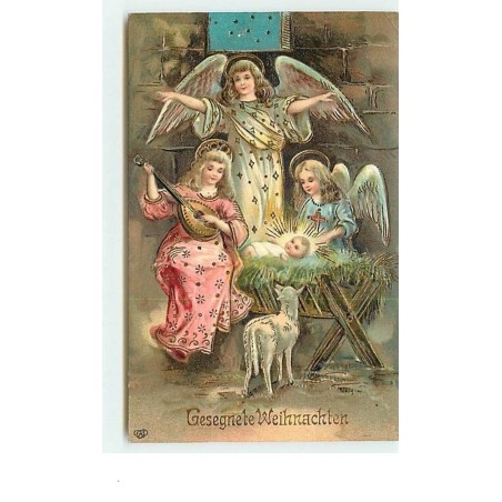 n°8892 - Carte Fantaisie Gaufrée - Gesegnete Weihnachten - Nativité - Anges