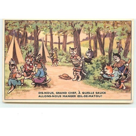 n°8900 - Carte Fantaisie - Dis-nous, Grand Chef, aquelle sauce allons-nous manger oeil-de-matou - Chats habillés