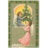 n°12456 - Carte Gaufrée - Joyeux Noël - Anges Gardiens préparant un sapin