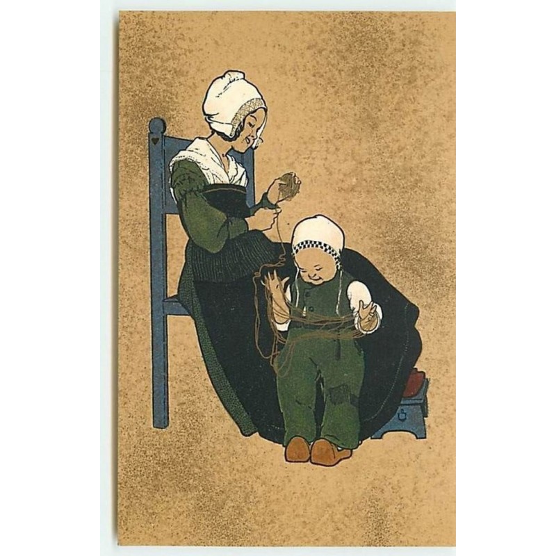 n°8924 - Carte Fantaisie - Femme préparant une pelote - M.M. Vienne n°186