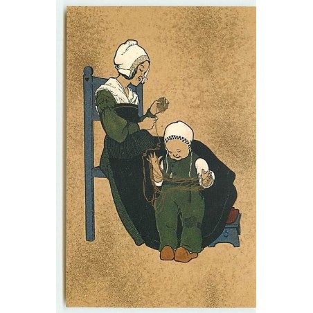 n°8924 - Carte Fantaisie - Femme préparant une pelote - M.M. Vienne n°186
