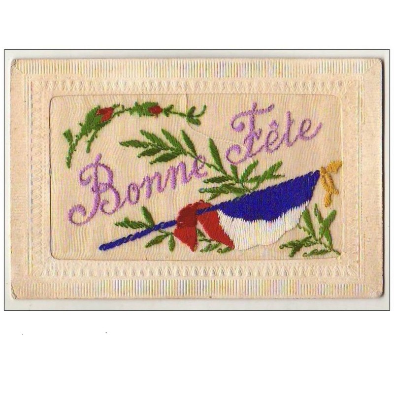 n°8958 - Carte Brodée - Bonne Fête - Drapeau
