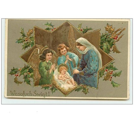 n°8989 - Carte Fantaisie Gaufrée - Wesotych Swiat - Nativité