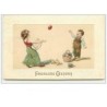 n°8995 - Carte Fantaisie Gaufrée - Frohliche Ostern - Enfant lançant des oeufs