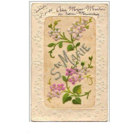n°9006 - Carte Brodée - Sainte Marie - Fleurs