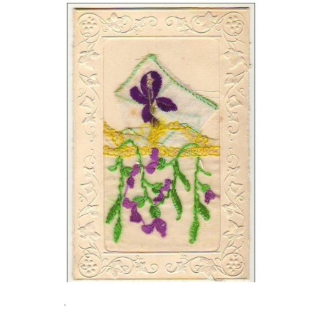 n°9007 - Carte Brodée avec Pochette - Iris