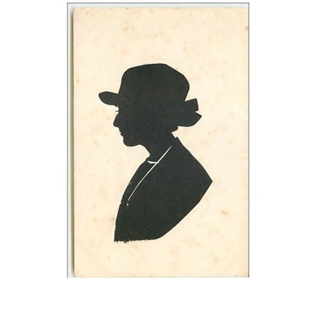 n°9014 - Carte Fantaisie - Silhouette - Femme avec un Chapeau