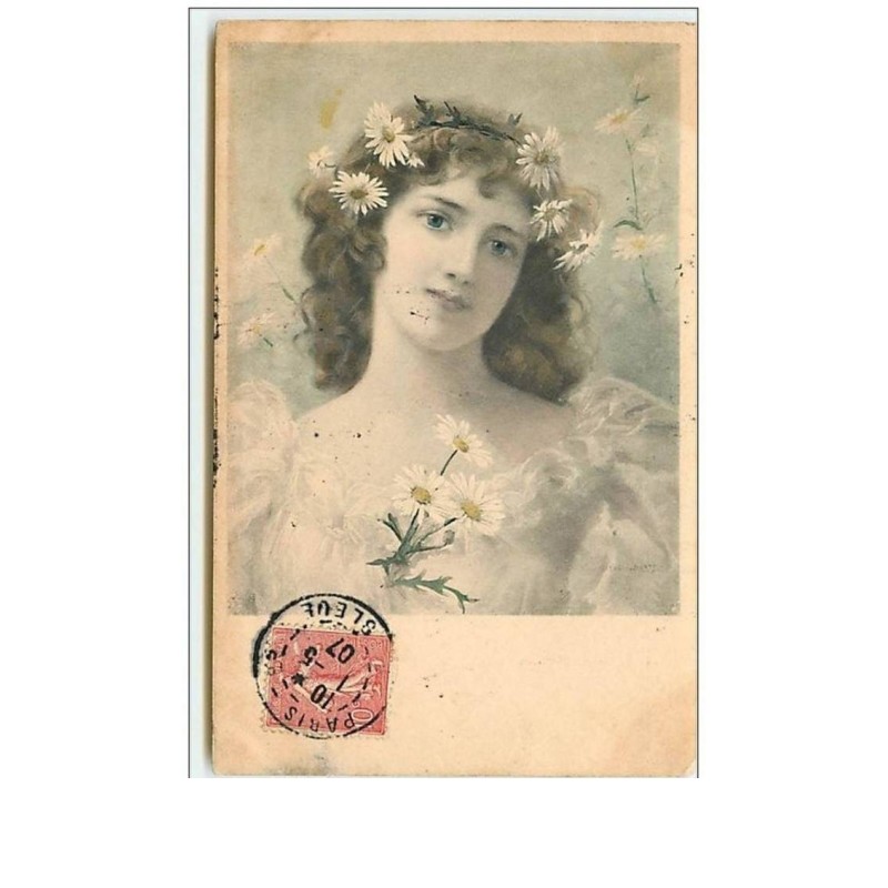 n°9018 - Carte Fantaisie - MM Vienne n°271 - Femme avec couronne de fleurs