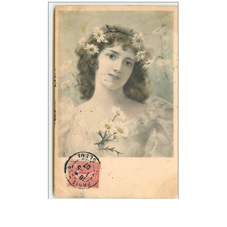 n°9018 - Carte Fantaisie - MM Vienne n°271 - Femme avec couronne de fleurs