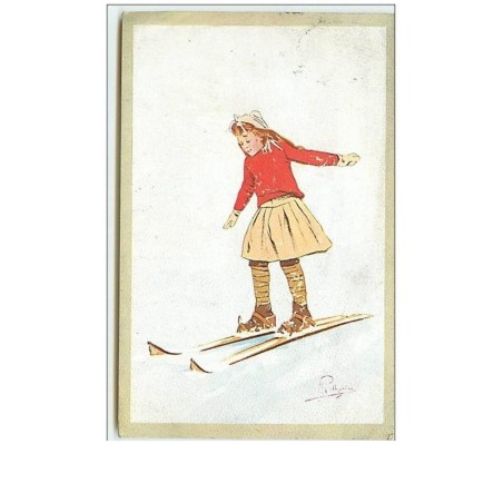 n°9026 - Carte Illustrateur - Pellegrini - Fillette en ski