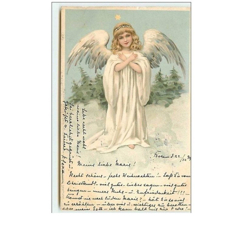 n°9050 - Carte Fantaisie - MSM - Ange mains croisées - Meissner série 1017