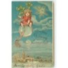 n°12472 - Carte Gaufrée - Herzlichen Glückwunsch zum Jahreswechsel ! - Ange sur une bulle au-dessus d'un village