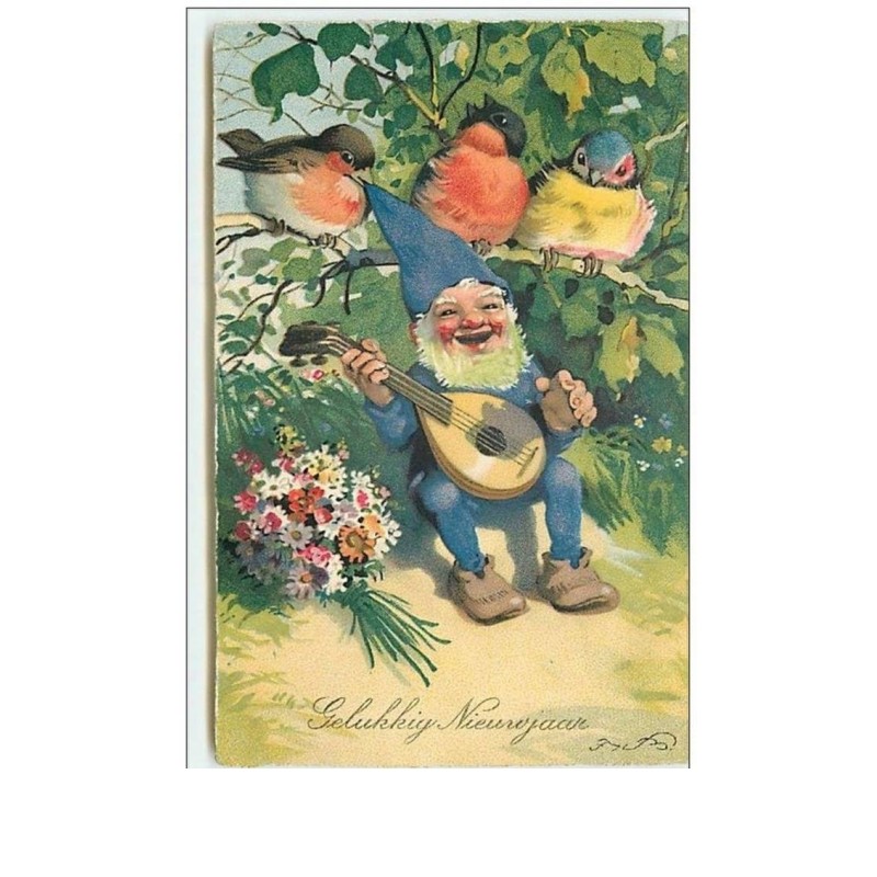 n°9071 - Fritz Baumgarten - Gelukkig Nieuwjaar - Lutin jouant de la musique
