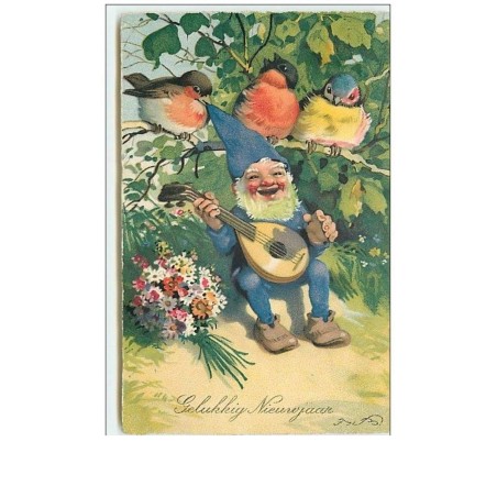 n°9071 - Fritz Baumgarten - Gelukkig Nieuwjaar - Lutin jouant de la musique