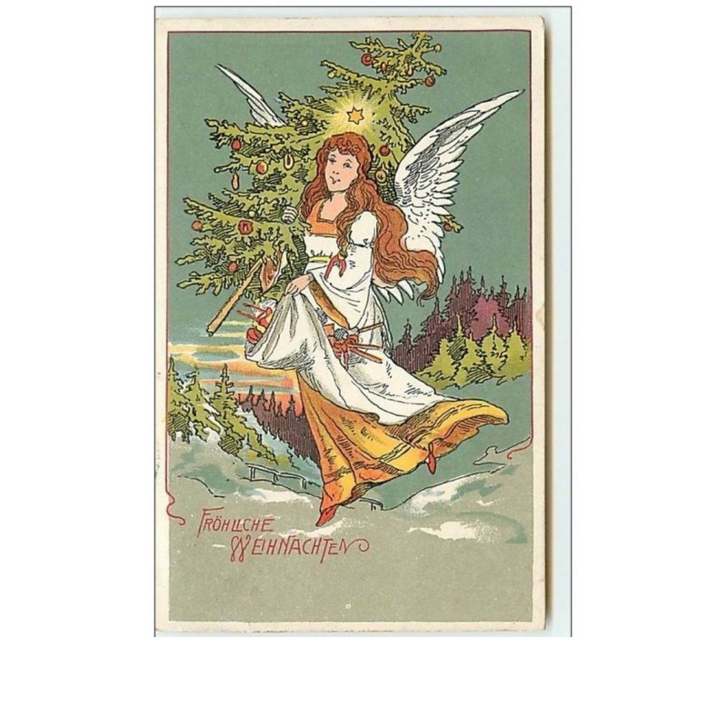 n°9085 - Fröhliche Weihnachten - Ange gardien apportant un sapin