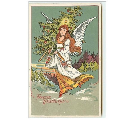 n°9085 - Fröhliche Weihnachten - Ange gardien apportant un sapin