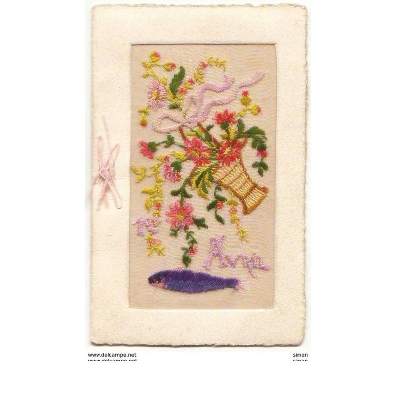 n°9205 - Carte Brodée - 1er Avril - Poisson bleu