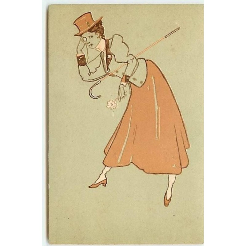 n°9227 - Carte Illustrateur Russe - Femme avec un Monocle