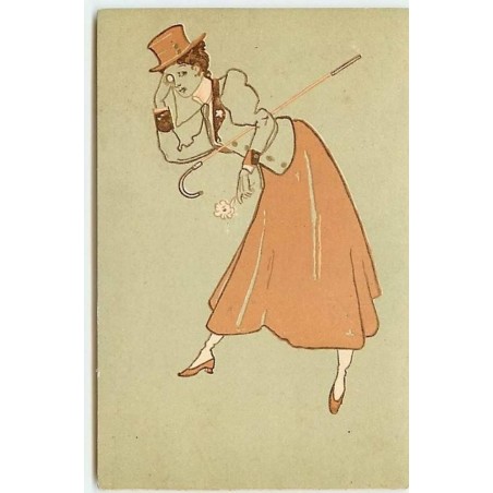 n°9227 - Carte Illustrateur Russe - Femme avec un Monocle