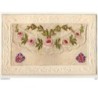 n°9253 - Carte Brodée avec rabat - Roses et Drapeaux Anglais
