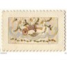 n°9255 - Carte Brodée avec rabat - Brouette et fleurs blanches