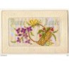 n°9258 - Carte Brodée - Bonne Année - Corbeille de Fleurs