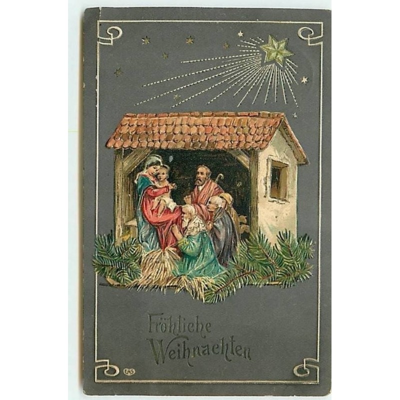 n°9286 - Carte Fantaisie Gaufrée - Fröhliche Weihnachten - Nativité - Crèche