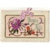 n°9303 - Carte Brodée - Bonne Fête - Fleur et Papillon