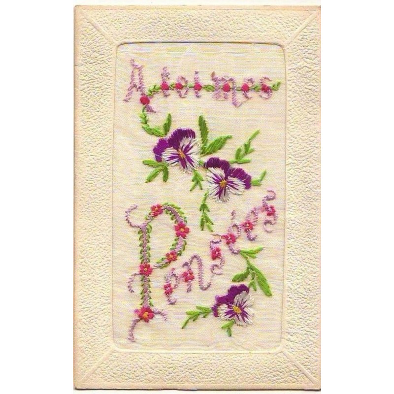 n°9305 - Carte Brodée - A Toi mes Pensées - Fleurs