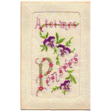 n°9305 - Carte Brodée - A Toi mes Pensées - Fleurs