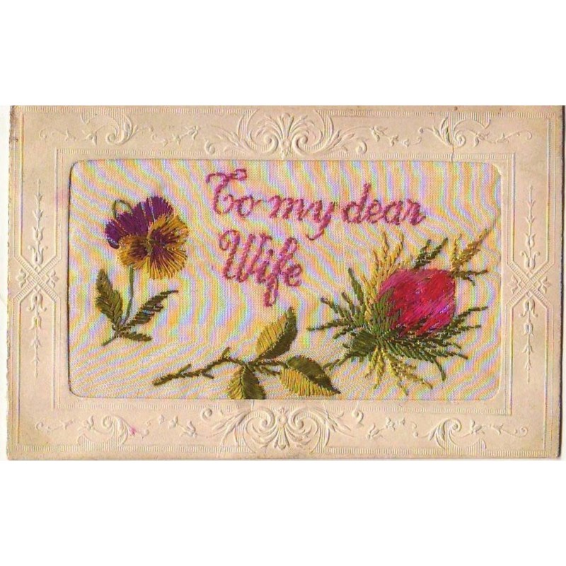 n°9310 - Carte Brodée - To my dear Wife - Fleurs