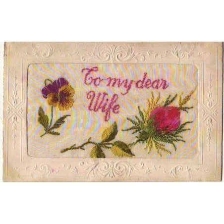 n°9310 - Carte Brodée - To my dear Wife - Fleurs