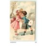 n°9344 - Carte Fantaisie Gaufrée - Bonne Année - Angelot Facteur embrassant une jeune fille