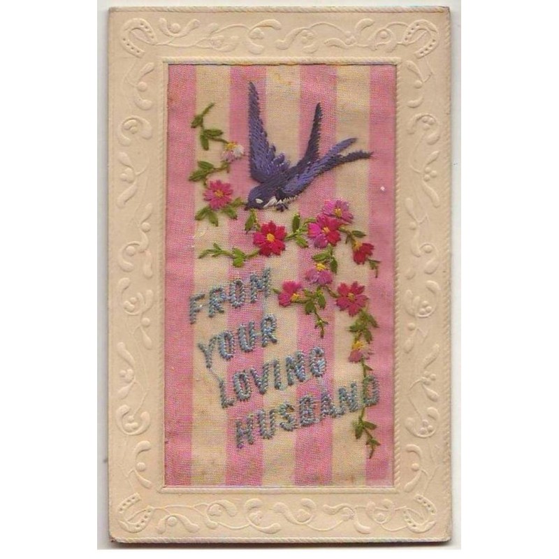 n°9360 - Carte Brodée - From Your Loving Husband - Hirondelle