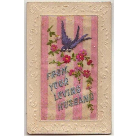n°9360 - Carte Brodée - From Your Loving Husband - Hirondelle