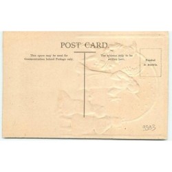 n°9393 - Carte Fantaisie Gaufrée - Ange Gardien et Lutin avec des Cadeaux