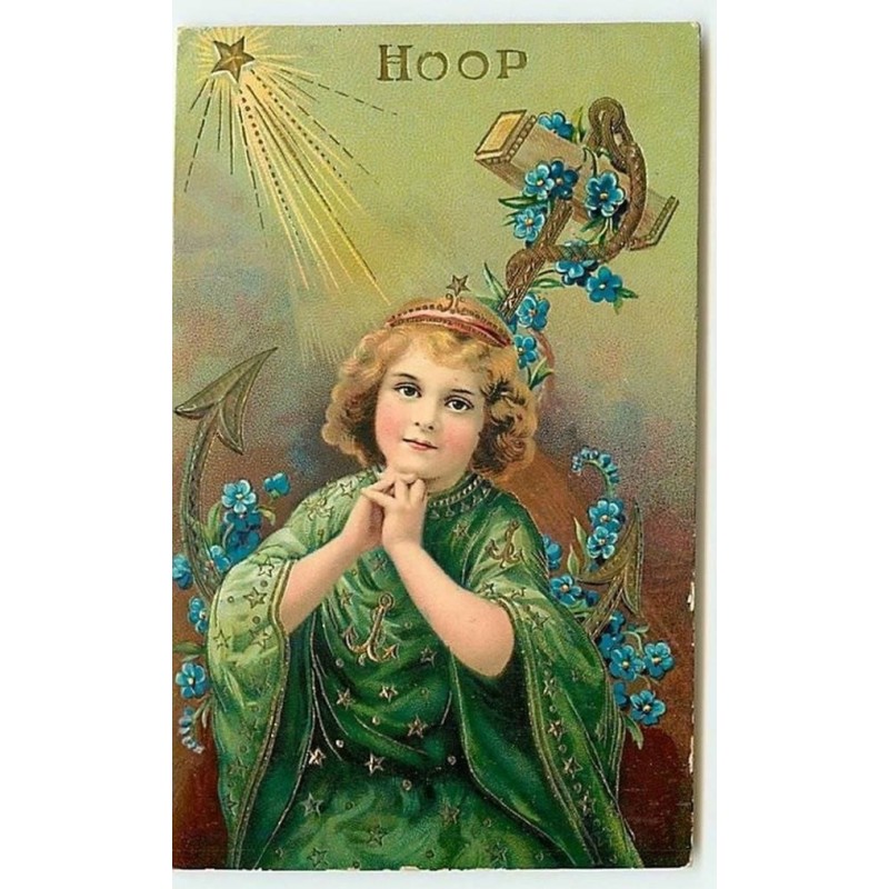 n°12489 - Carte Fantaisie - Hoop - Fillette devant une Ancre
