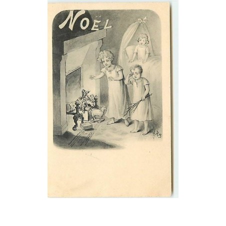 n°9491 - Carte Fantaisie - R. M. - Enfants découvrant leurs cadeaux