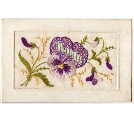 n°9503 - Carte Brodée - Pensées - Prénom : Marie