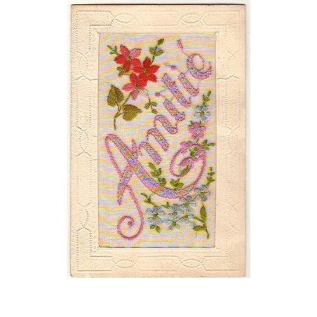 n°9509 - Carte Brodée - Amitié - Fleurs