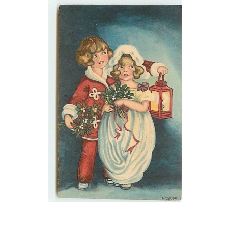 n°9516 - Carte Illustrateur - TBH - Couple d'enfants