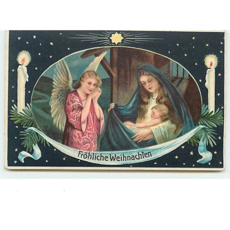 n°9540 - Carte Fantaisie Gaufrée - Fröhliche Weihnachten - Nativité - Ange