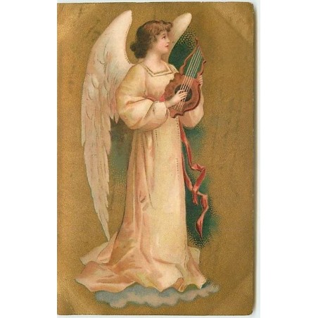 n°12497 - Ange gardien jouant de la lyre