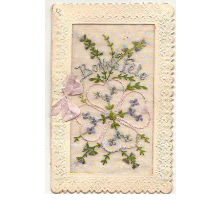 n°9556 - Carte Brodée - Bonne Fête - Trèfle à 4 Feuilles