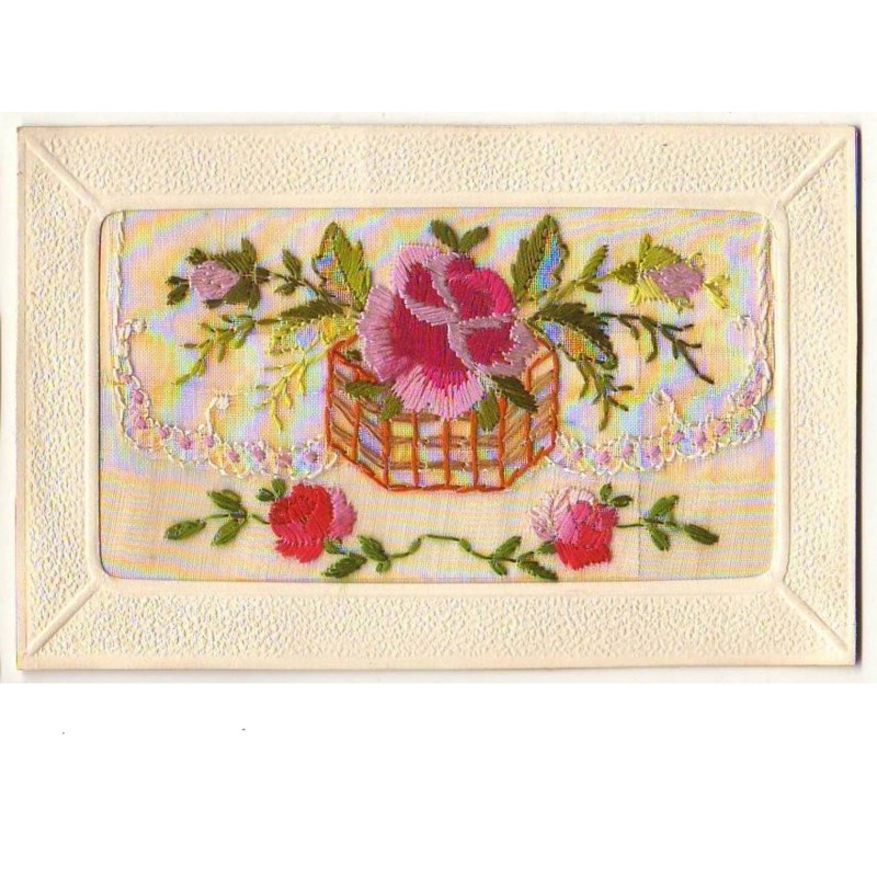 n°9559 - Carte Brodée avec rabat - Rose