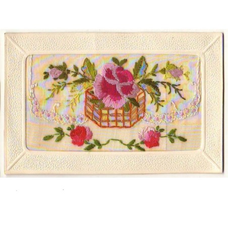 n°9559 - Carte Brodée avec rabat - Rose