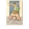 n°9584 - Carte Fantaisie - Joyeux Noël - Mailick - Femme et attelage de cochons