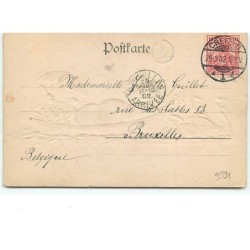 n°9591 - Carte Fantaisie Gaufrée - Pâques - Transport d'oeufs en barque
