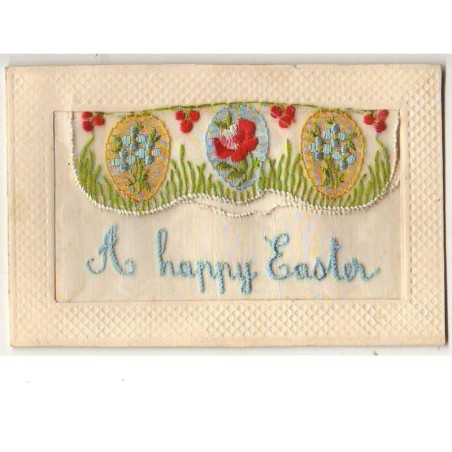 n°9606 - Carte Brodée avec rabat - A Happy Easter - Oeufs de Pâques
