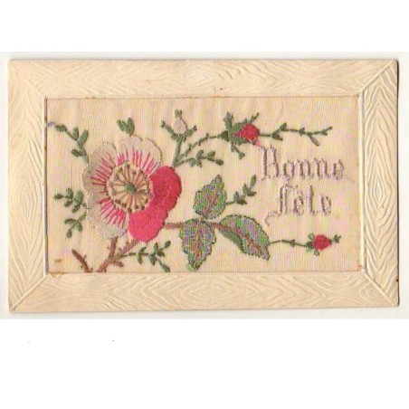 n°9607 - Carte Brodée - Bonne Fête - Fleur